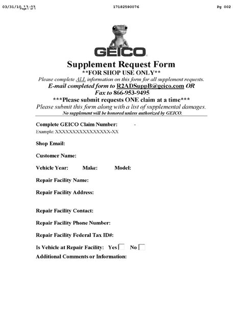 com OR Fax to 877-268-5058 Please submit requests ONE claim at a time Please submit this form along with a list of supplemental damages. . Geico b2b claims supplement